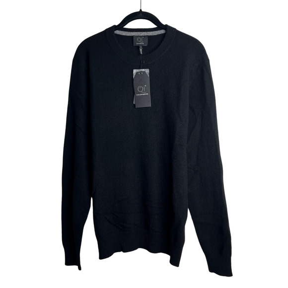 1-21 QI CASHMERE NWT Men's Sweater Crew Neck Black XL - Picture 1 of 11